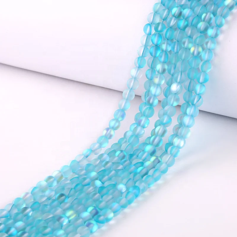 
Mystic Blue Aura Quartz Horopraphic Matte Crystal Glass Beads 
