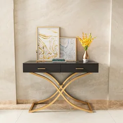 New Home Decor Contemporary Modern Hallway Tables X-Shaped Legs Stainless Steel Console Table