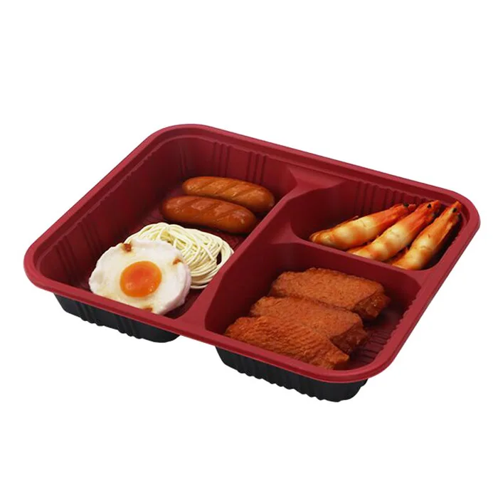 Wholesale 1/2/3/4 Compartment Plastic Bento Disposable Food Tray PP Meal Lunch Box With Cover