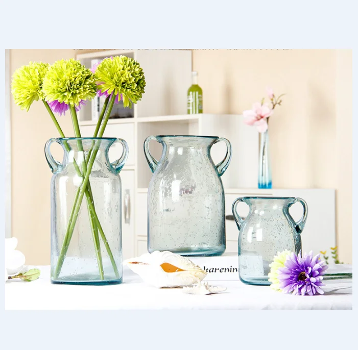 3 Size Glass Vase For Flowers Glass Flower Vase Home Decor Glass Bubble Vase With Double Ear