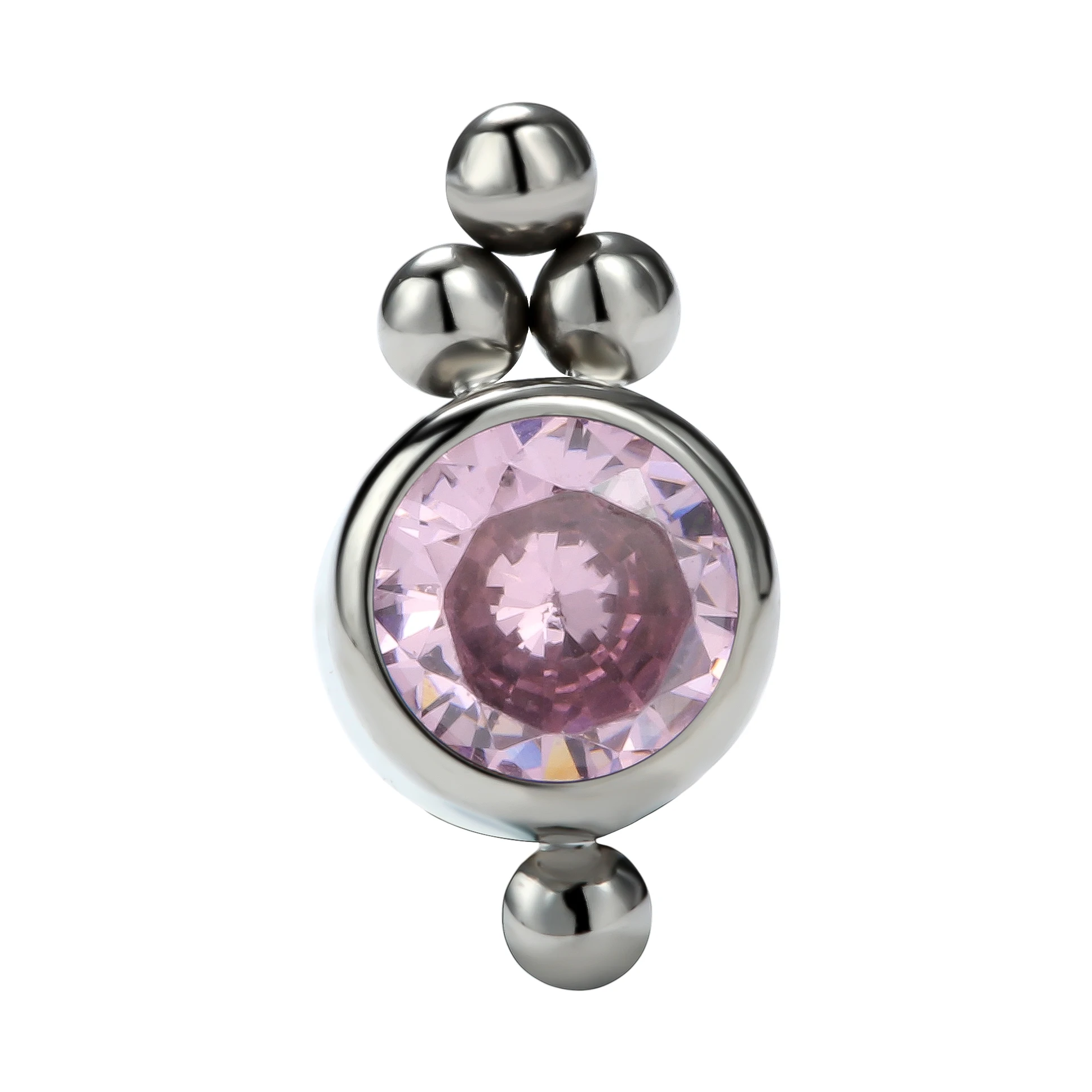 Giometal Threaded Titanium Internally Threaded Beaded Bezel Clear CZ End Piercing Earrings Body Jewelry Piercing Attachment