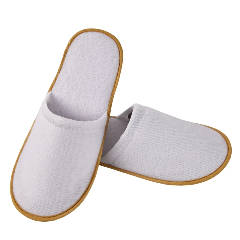 White hotel slippers luxury white non-slip EVA sole high quality spa hotel bedroom disposable slippers
