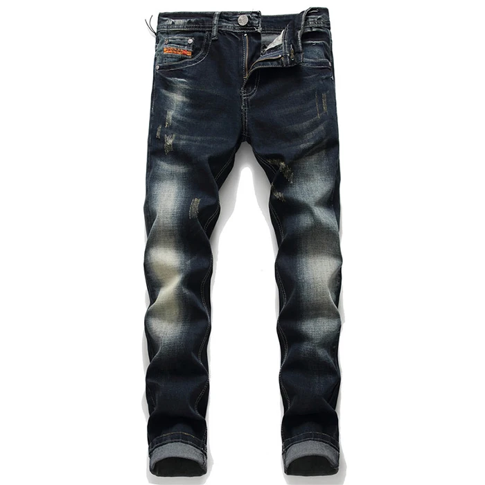 professional factory custom denim fabric jeans custom pattern distressed washed men denim jeans