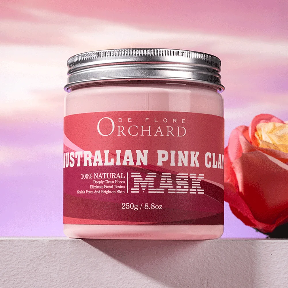 Private Label Skin Care Acne Treatment Deeping Pink Powder Face Mud Australian Pink Clay Mask
