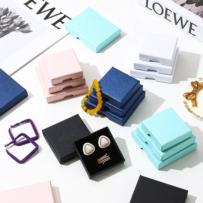 Custom logo small jewelry paper packaging gift box girls ring earrings bracelet necklace jewelry box with foam