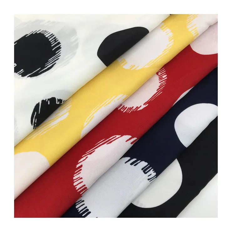 
100% polyester woven printed fabric with elastic dot printed chiffon fabric in stock 