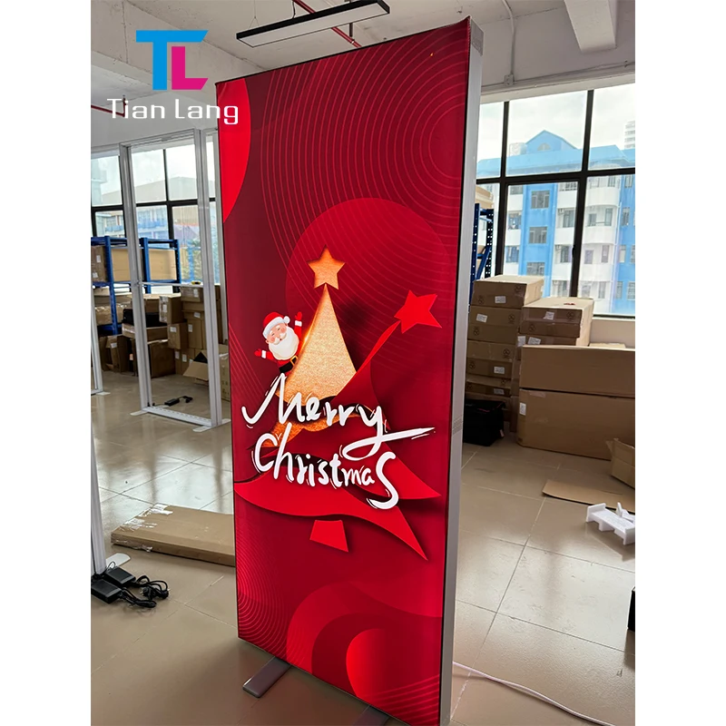 TianLang бескаркасная с подсветкой без инструментов двусторонним логотипом светодиодная Натяжная ткань световая Рамка для рекламы