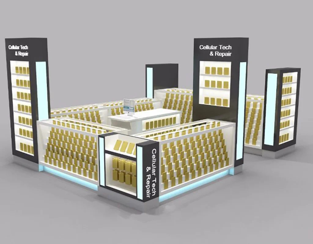 M2 Display Modern Creative Mobile Phone Accessories and Repair Kiosk Glass Cabinet Showcase Design for