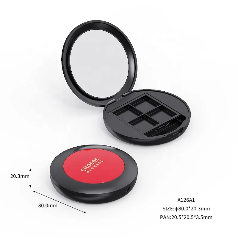 Choebe new design 4 neg Luxury eye shadow palette packaging compact case with mirror