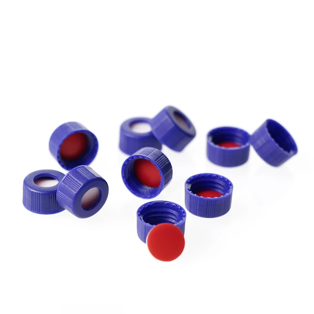 ALWSCI Blue 9-425 Open top Screw Cap with ptfe silicone preslit septa for Short Neck 9mm ND hplc vials 9-SP3005-2A