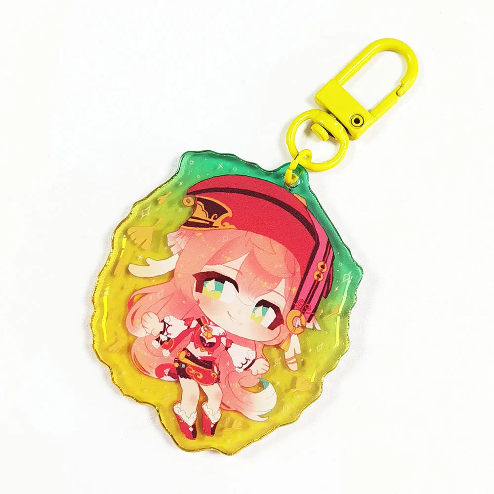 Custom translucent shiny acrylic epoxy charm gradient resin acrylic keychains