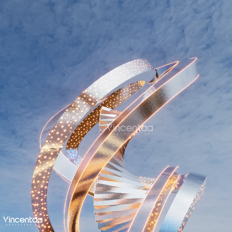 Vincentaa Custom Stainless Steel Light Sculpture Art Spiral Sculpture Products Metal Modern Art