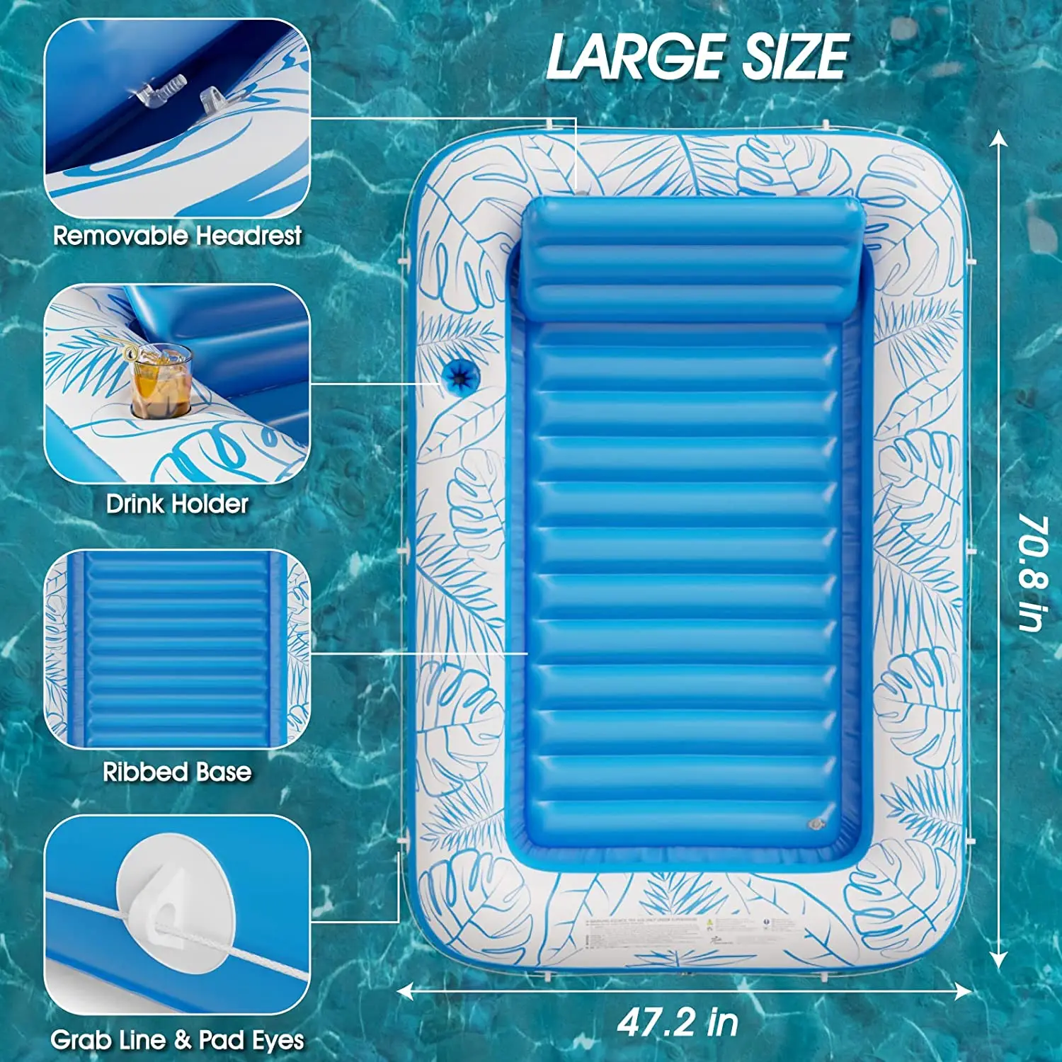 Outdoor Folding Swim water lazy lounge luxurious wide inflatable floating cushion for swimming pool raft floatie toys