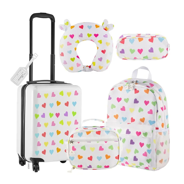 5Pcs Kids Luggage Set Kid Hard Luggage Case for Girls Boys Travel Rolling Carry On Suitcase with Wheels