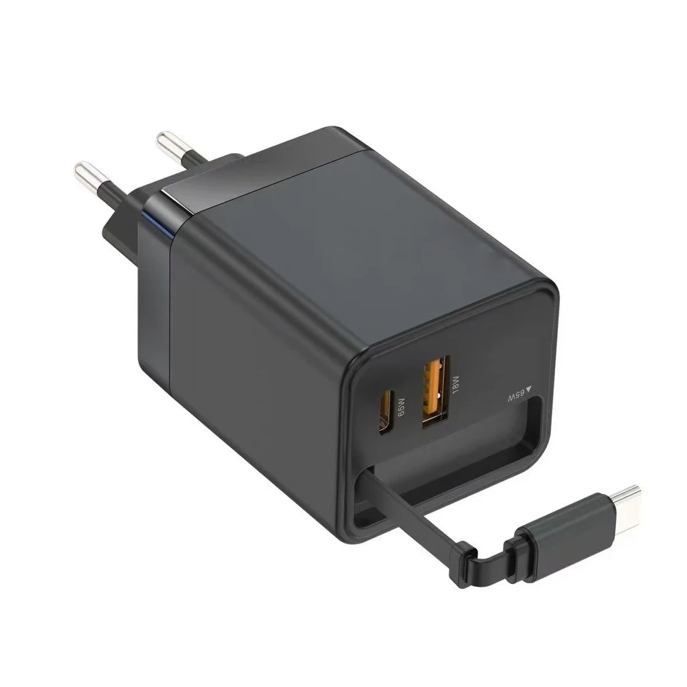 Выдвижное настенное зарядное устройство 65 Вт супер-vooc быстрая зарядка QC3.0 3 в 1 многофункциональный мини-адаптер GaN