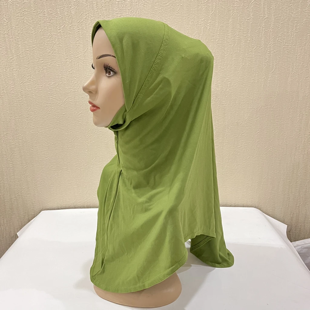 5-10years girls Plain muslim hijab with chin part top quality amira pull on islamic scarf pray hijab hot sell headscarf XDH304