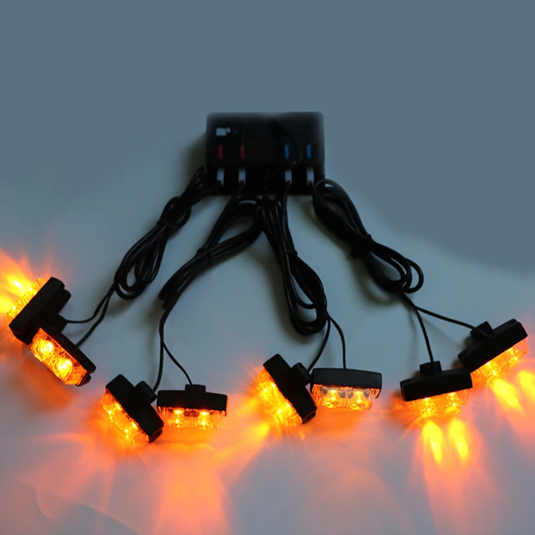 Biaochi 12 Volt 24V 16 LED Grill Strobe Lights Kit For Tow Truck Grille Warning Lights Emergency Flashing Lamp Wireless Control