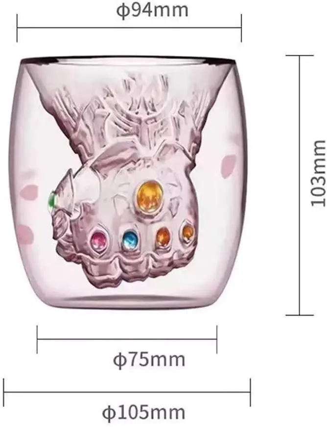 Thanos Infinity Gauntlet Heat-resistant Double Wall Glass Cup for Milk Coffee Mug Tea Whiskey