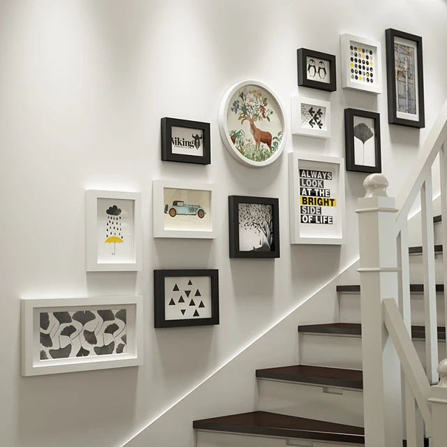 Modern black white minimalist photo picture frame set
