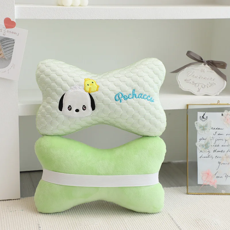 Sanrioed Soft Cute Plush Pillows Car Headrest Pillow My Melody Kuromi Neck Support Sanrioed Plush Toys Comfortable