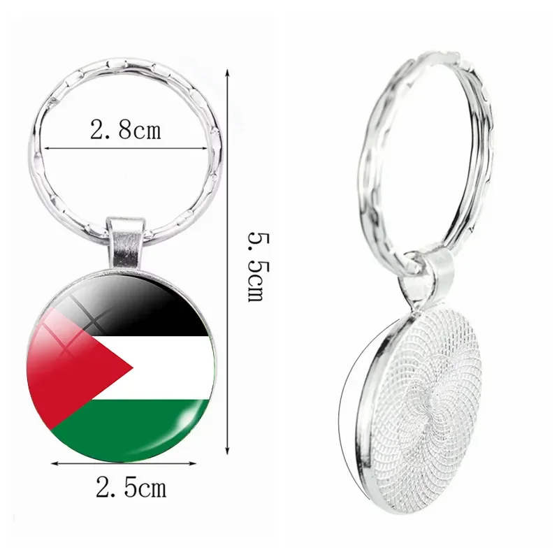 Palestinian Flag Keychain Customizable Patterns Crystal Glass Dome Crafts Alloy Pendant World Flag Key Chain