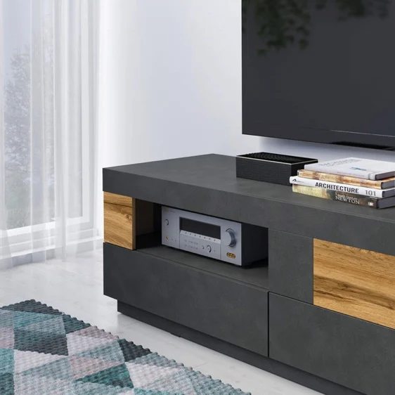 New Design 85 Inch LuxuryModern Tv Cabinet Black Table Tv Console Stand Wooden With Storage