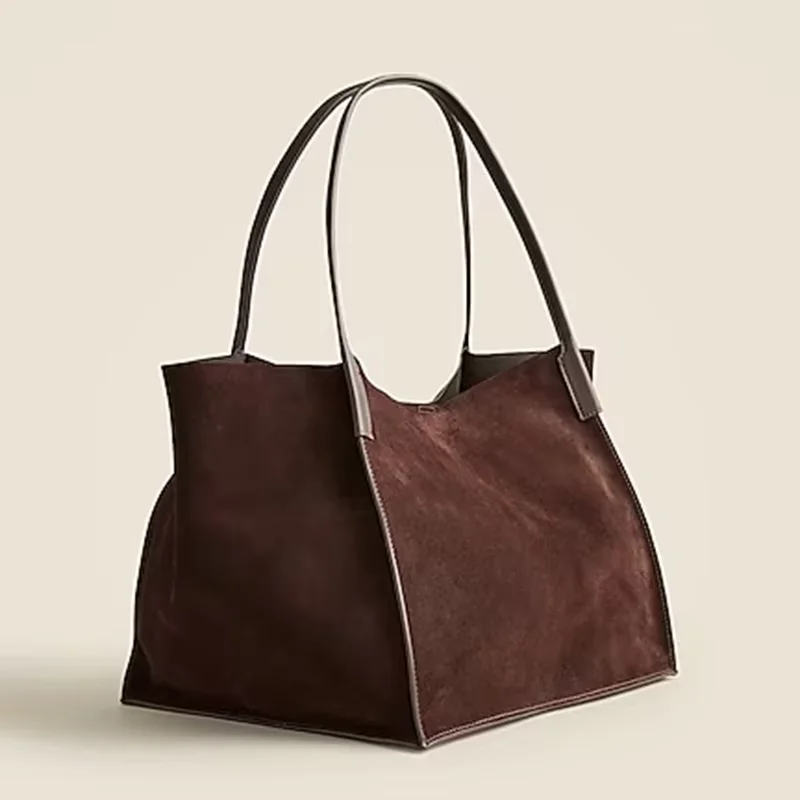 Wholesale Design Luxury Ladies Large Custom Brown Shoulder Bucket Hobo Handbag Leather Suede Tote Bag For Women