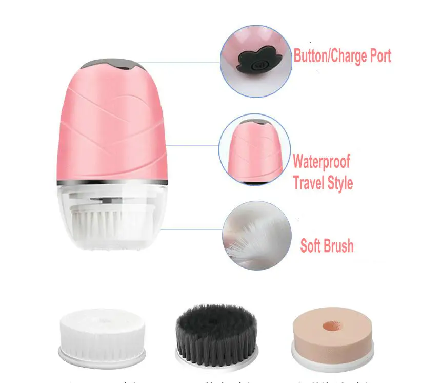 
USB Electric Sonic Face Brush 360 Degree Rotation Deep Pore Cleaner Waterproof Face Massage Rechargeable Facial Cleansing Brush 