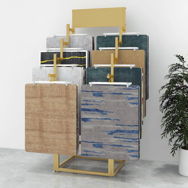 Customized Single And Double-Sided Metal Display Racks Home Store Display Carpet Shelves Carpet Racks
