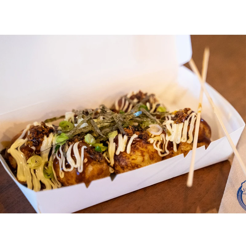 food grade take out box takoyaki paper box custom printed logo takoyaki ball box food packaging supplies