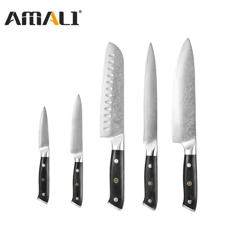 6 PCS Damascus Kitchen Knife Set  67 Layers Damascus Chef Knife Professional VG 10 Handle