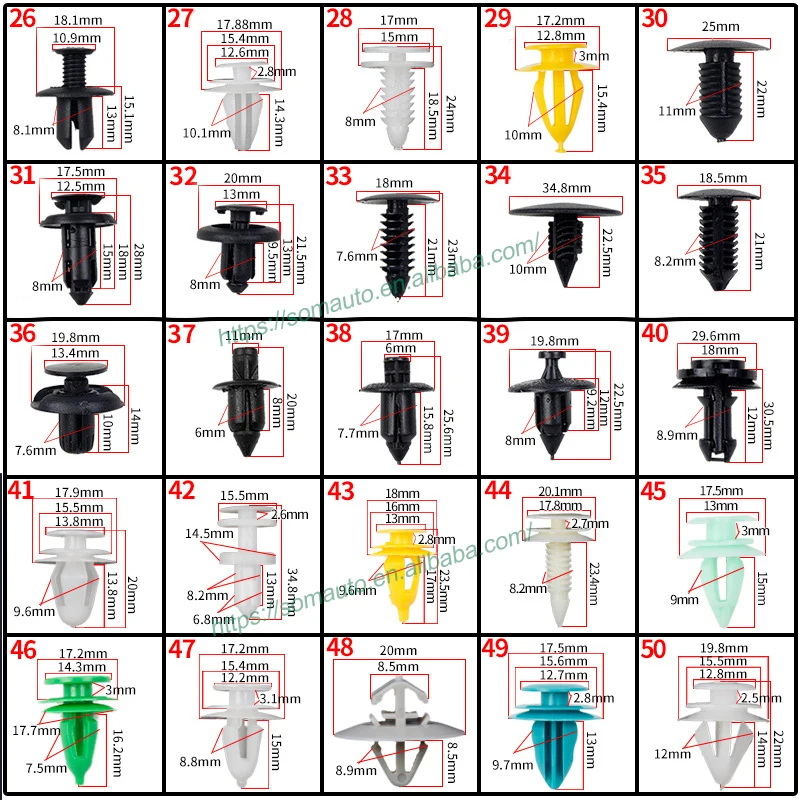 Nylon Car Inner Fender Rivets Fasteners Clips for Toyota 90189-06013