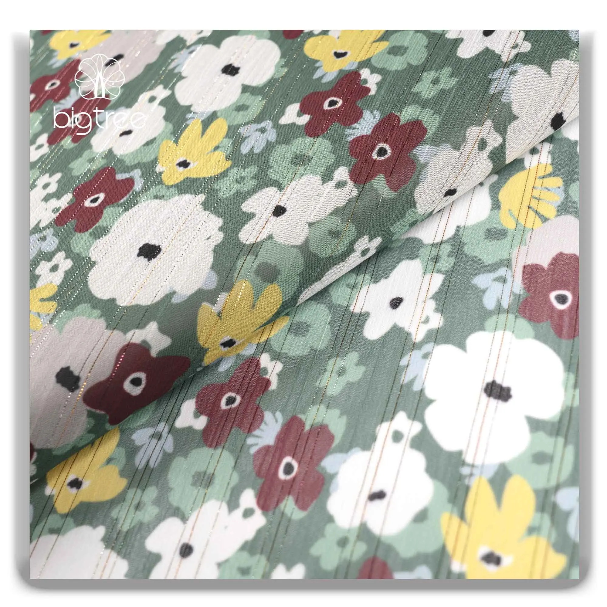 Customized Fashion Digital Printed Lurex Ground Dress Shirt Blouse 100%Polyester Fabric