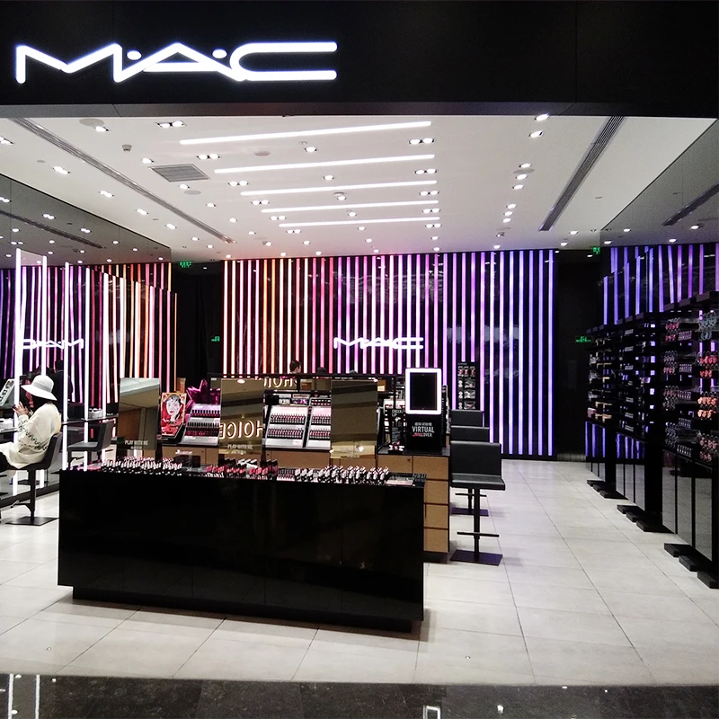 Customized design of high-end display cabinets in the beauty and care product experience area of chain stores