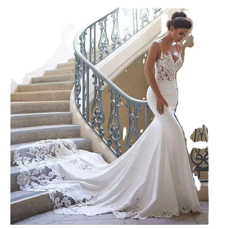 2021 Sexy Sweetheart Backless Wedding Dresses Spaghetti Strap Chiffon Wedding Gowns Vestidos De Novia