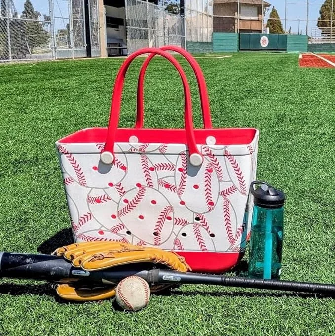 wholesale customize baseball printing boggs bag simply southern eva silicone waterproof rubber beach baseball handbag bogg bag