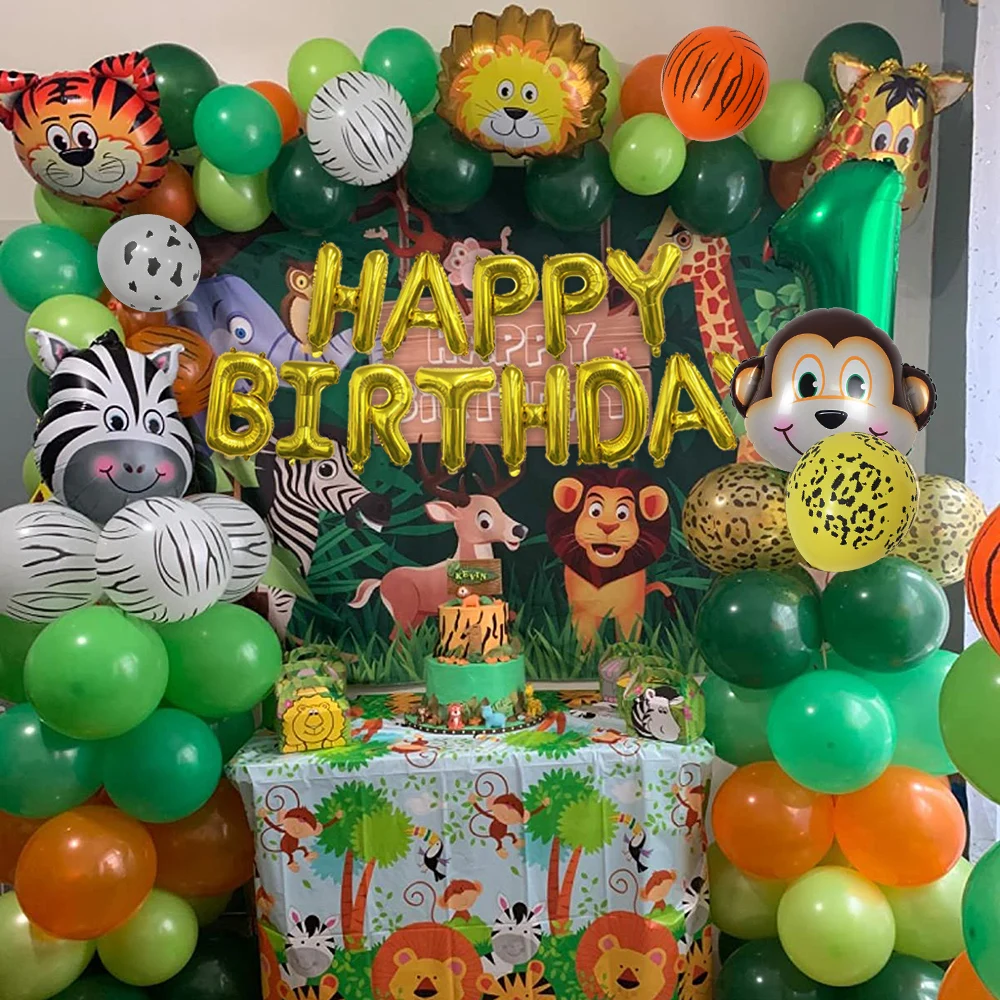12 Inch Animal Print Latex Balloons Background Arrangement Forest Theme Party Cartoon Aluminum Film Balloons