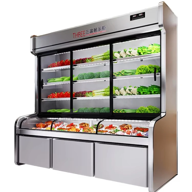 8- Competitive Price  refrigerated display counters double door refrigerator salad freezer fridge