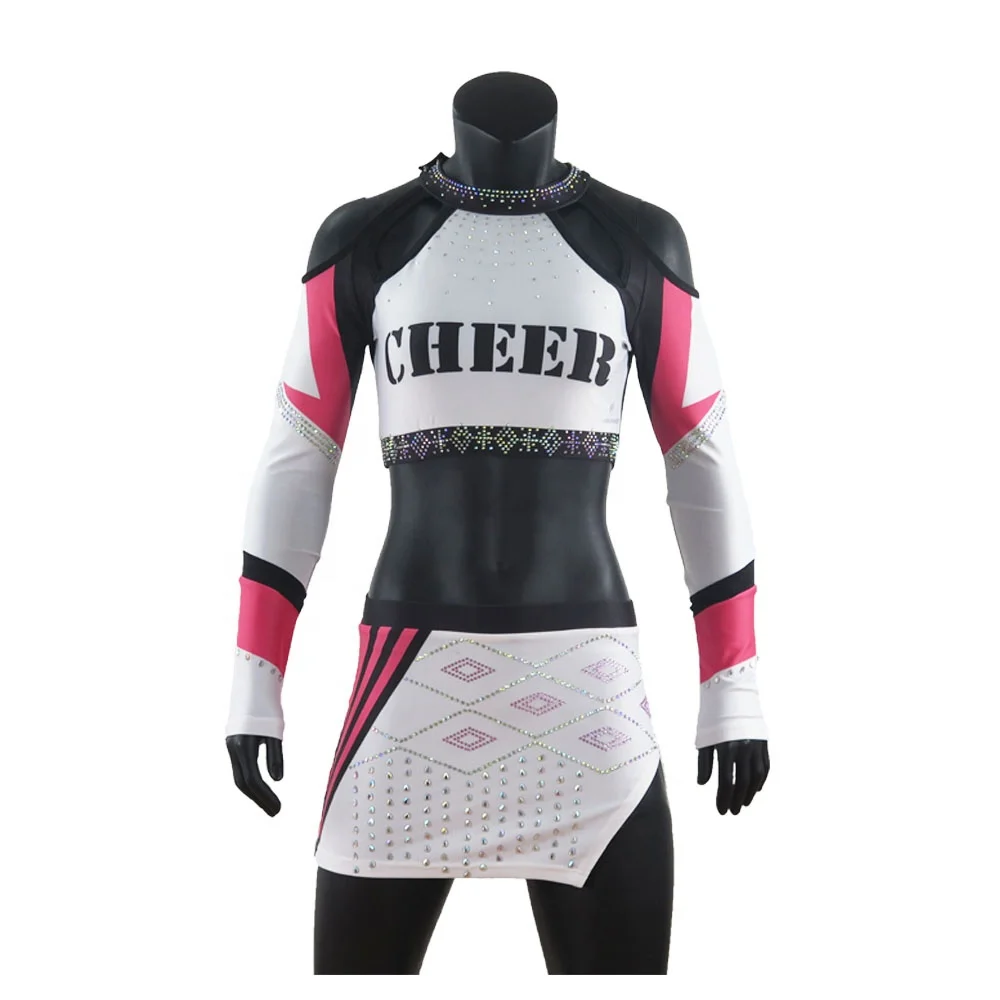 Wholesale custom youth cheerleader costume cheerleading uniforms with Rhinestone