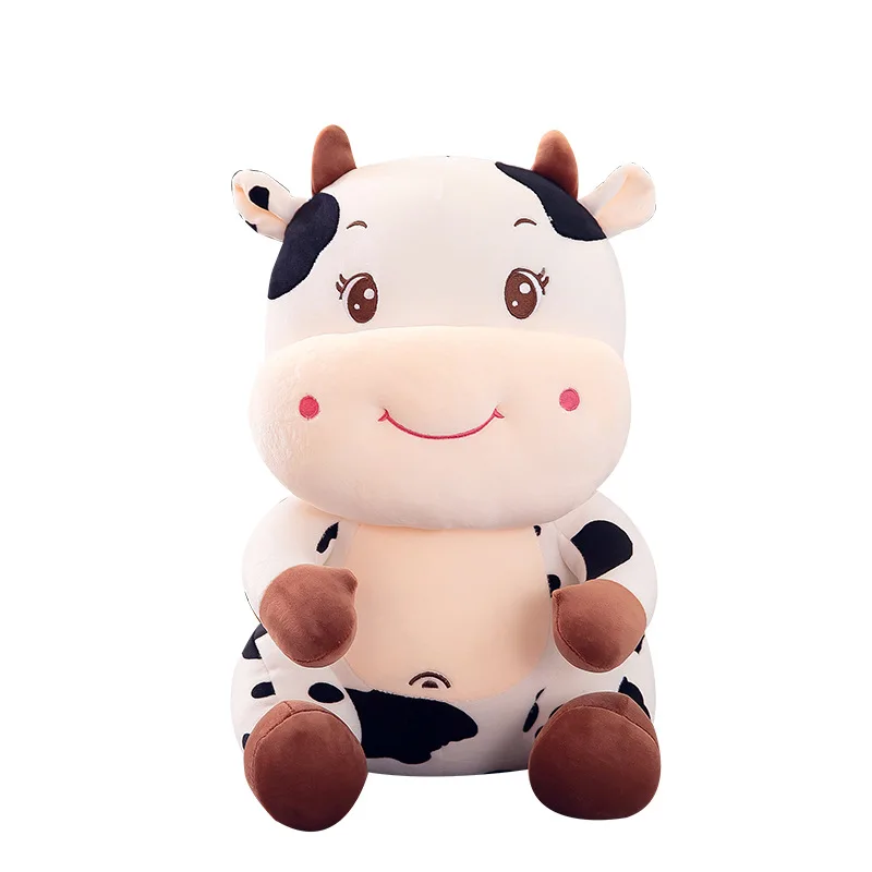 New Cute Milk Cow Plush Toys Cow Animal Stuffed Doll Festival Present Birthday Gift Home Decoration Stuffed Animals Throw Pillow