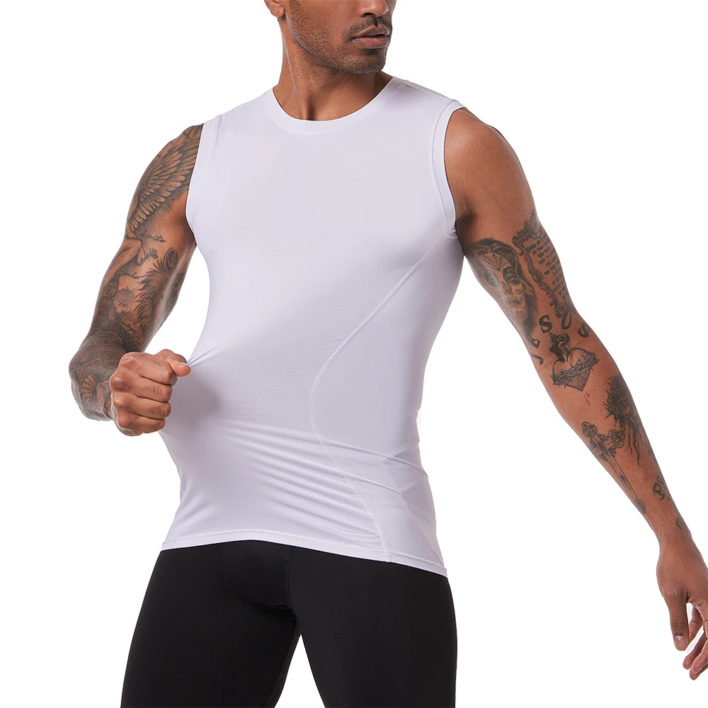 Men Sleeveless T-Shirt Athletic Compression Under Base Layer Sport Tank Tops Men Fitness Shirt Gym wear