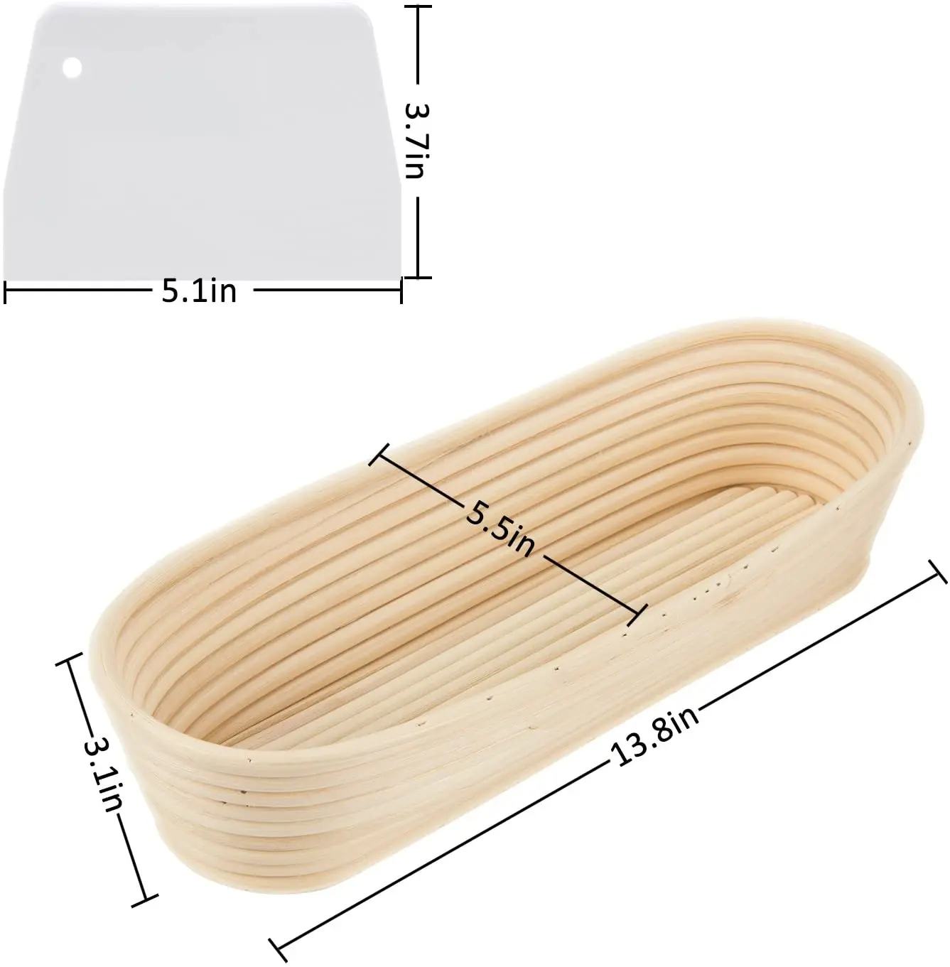 Custom Pack of 2 9inch 13.8inch oval baguette bread proofing basket kit sets with plastic scraper oil brushes stencils