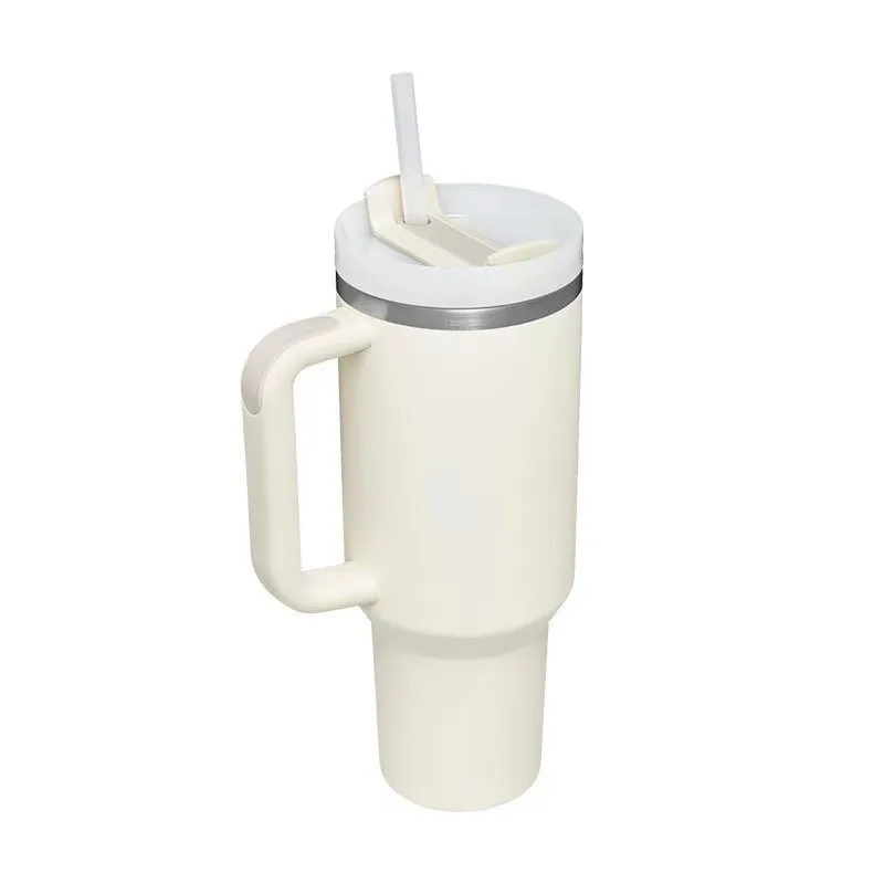 Straw Car Mug  Wholesale Double Wall Insulated Stainless Steel Mug 40oz Tumbler with Handle