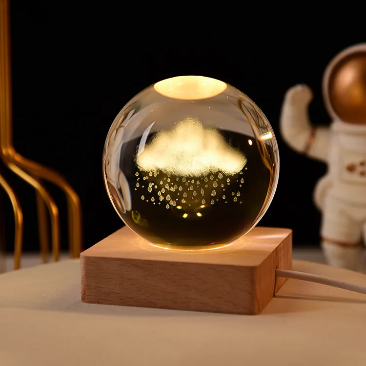 Оптовая продажа, светящийся хрустальный шар Galaxy Cloud, ночник, украшения, 3d Хрустальный шар, лампа со светодиодной основой