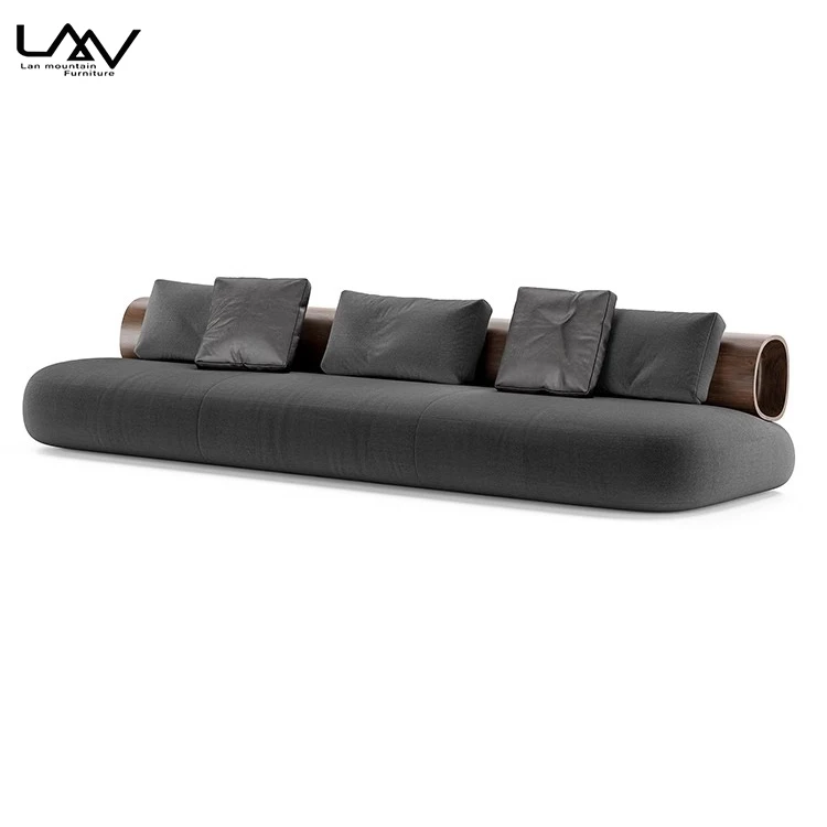 Simple Design Italian Furniture Living Room Wood Frame Fabric Sofa Retro Style 3 Seat Sofa For Hotel Apartment Villa