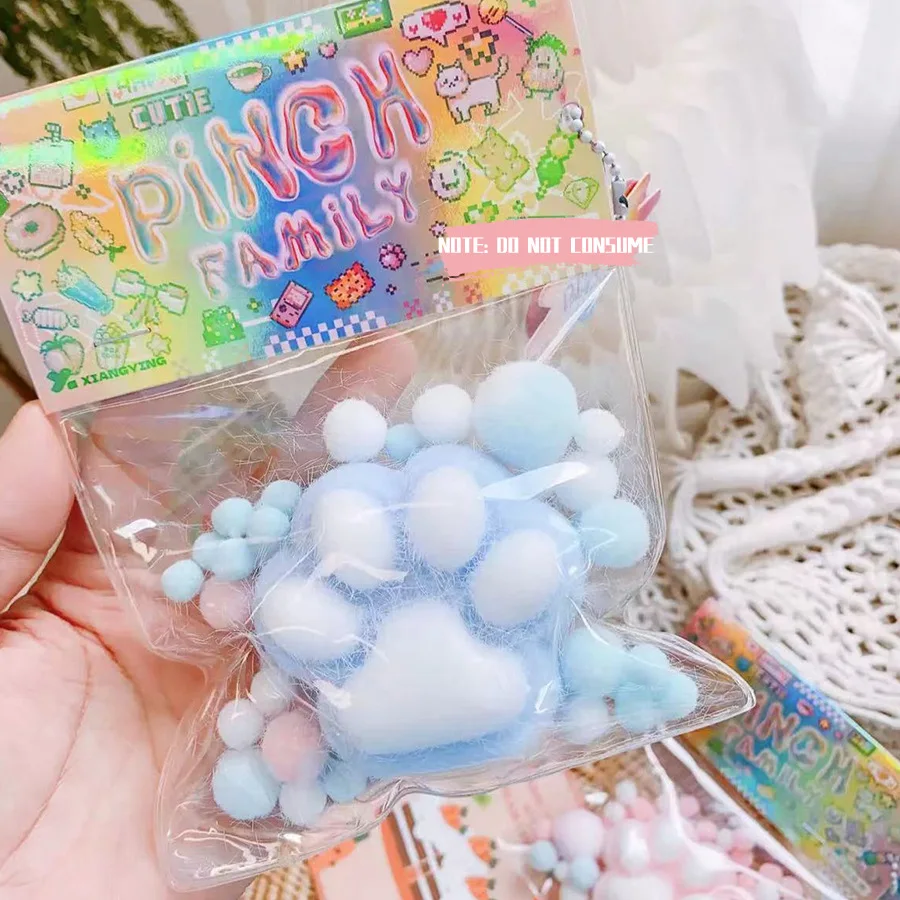 Cute Kawaii Squishies PVC Sensory Toys Taba Squishy Cat Paw Squeeze Toys