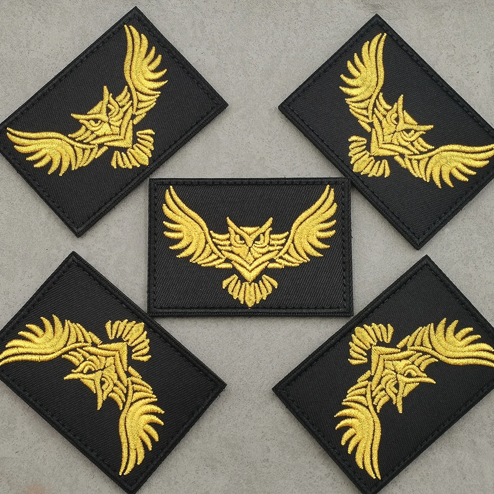 Gold Embroidery Wings-spreading Owl Animal Fabric Vivid Shoulder Applique Sew-on Bag Hat Shirt Fabric Animal Tactical OwlPatch