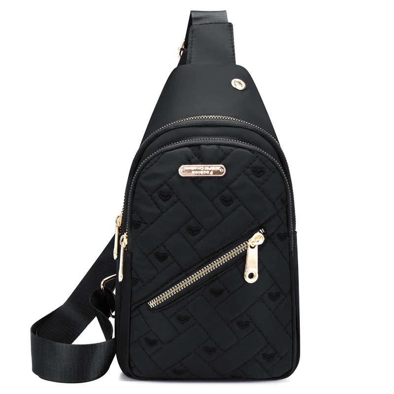 large capacity portable crossbody pouch fanny pack Ladies Heart shaped embroidery Quilted Chest Bag With Headphone Ho