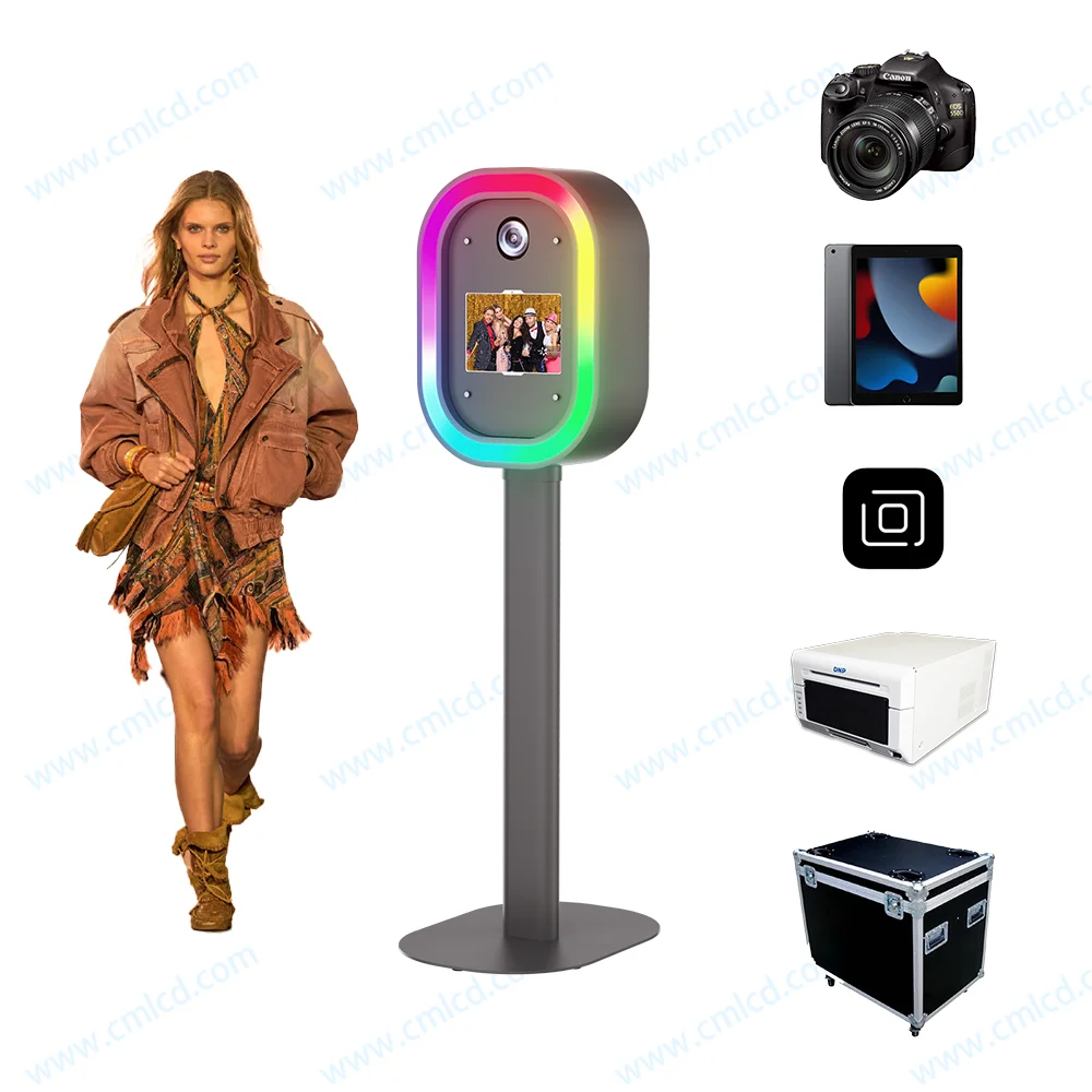 Worry-free after-sales photobooth Shell Oval Faceplate Photo Booth with led lights for Wedding Party photobooth with led lights