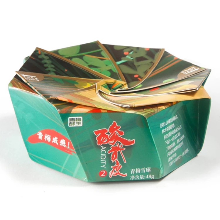 
Factory Hot Sale Paper Plate Gift Package Assorted Gummy Candy Dried Fruit Qingmei Greengage Pitted Umeboshi Prune Candy 